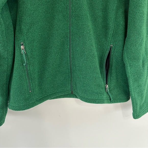 LL Bean Polartec Full Zip Trail Fleece Full Zip Green Size L w/ Pockets #284630 - Picture 3 of 5